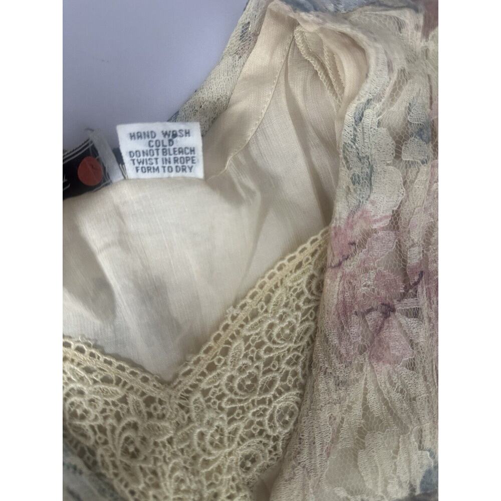 Vintage Lace Floral Maxi Dress S Rayon Cottagecore Indie Romantic Grunge 90s - Picture 12 of 12